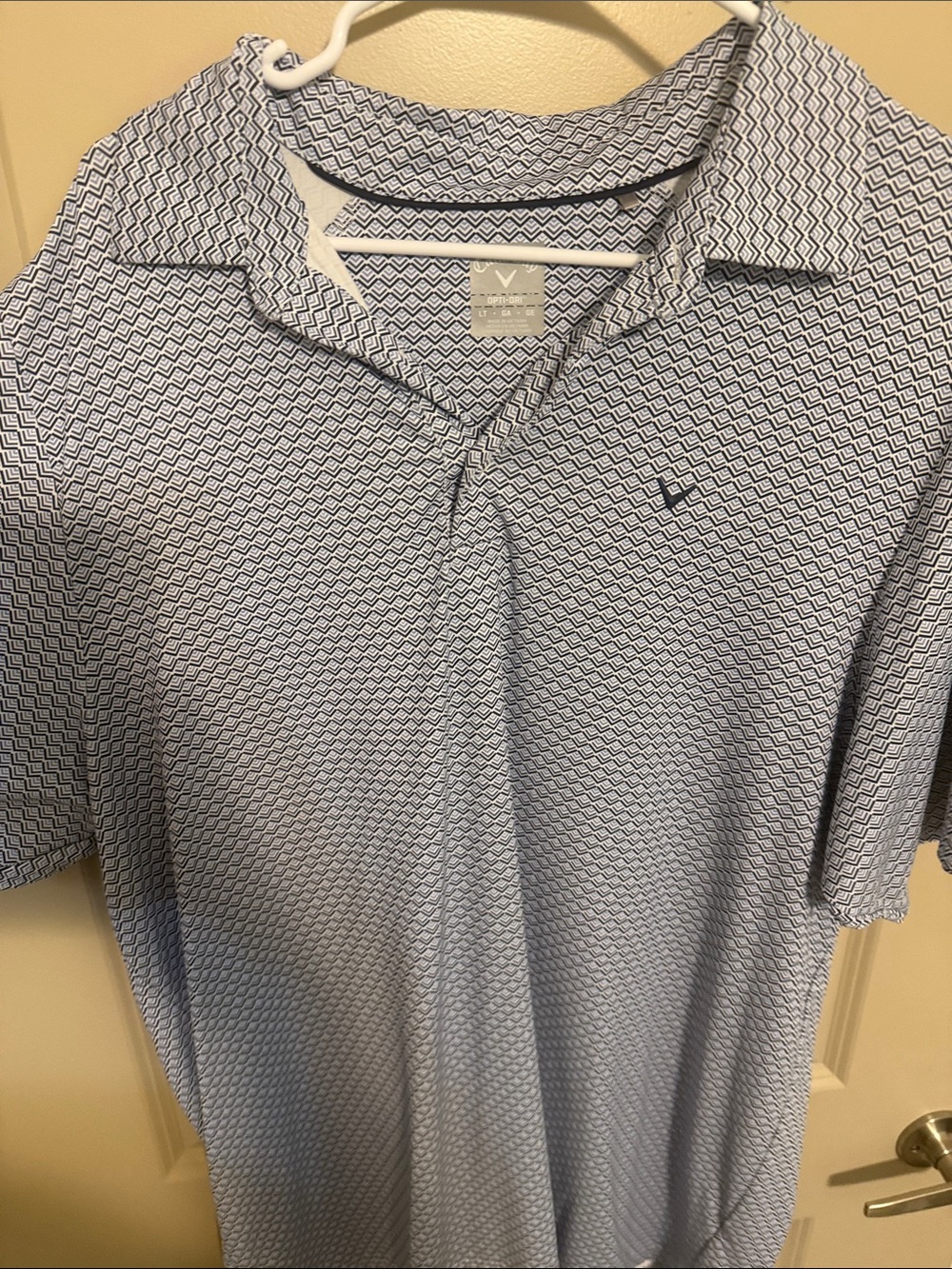 Callaway Light Blue Geometric-Print Golf Polo